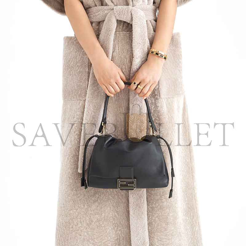 F**di mamma baguette medium black nappa leather bag 8br833aq0df0kur (26.5*18*8.5cm)